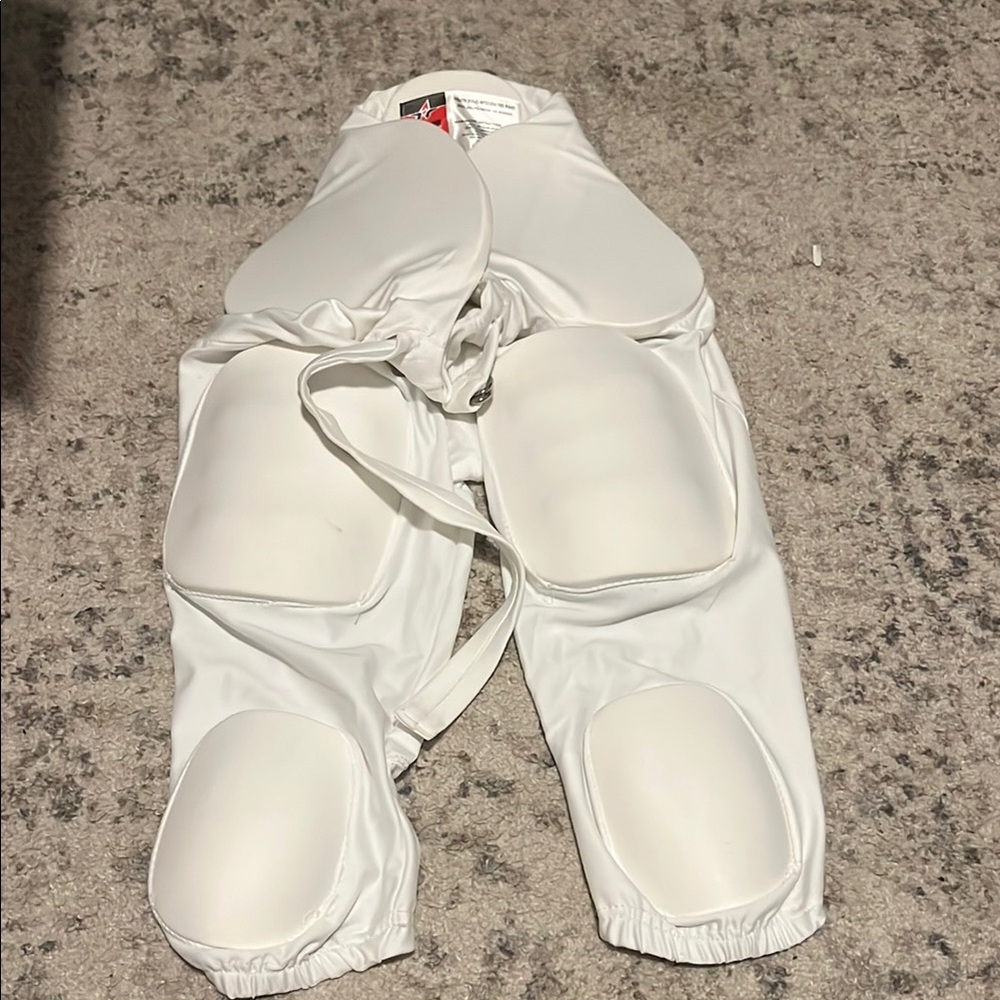 White Youth Solo Integrated Football Pants with Reinforced Knees